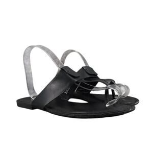 Korks Shoes Womens 9 Sandals Casual T Strap Thong Flats Slip On Black Comfort